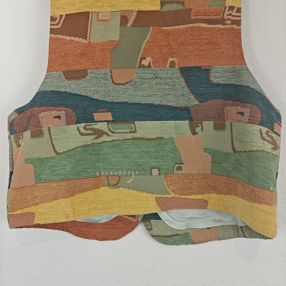 VTG Starfire Tapestry Western Boho Southwestern Style Button Vest LG Women's - Picture 9 of 11